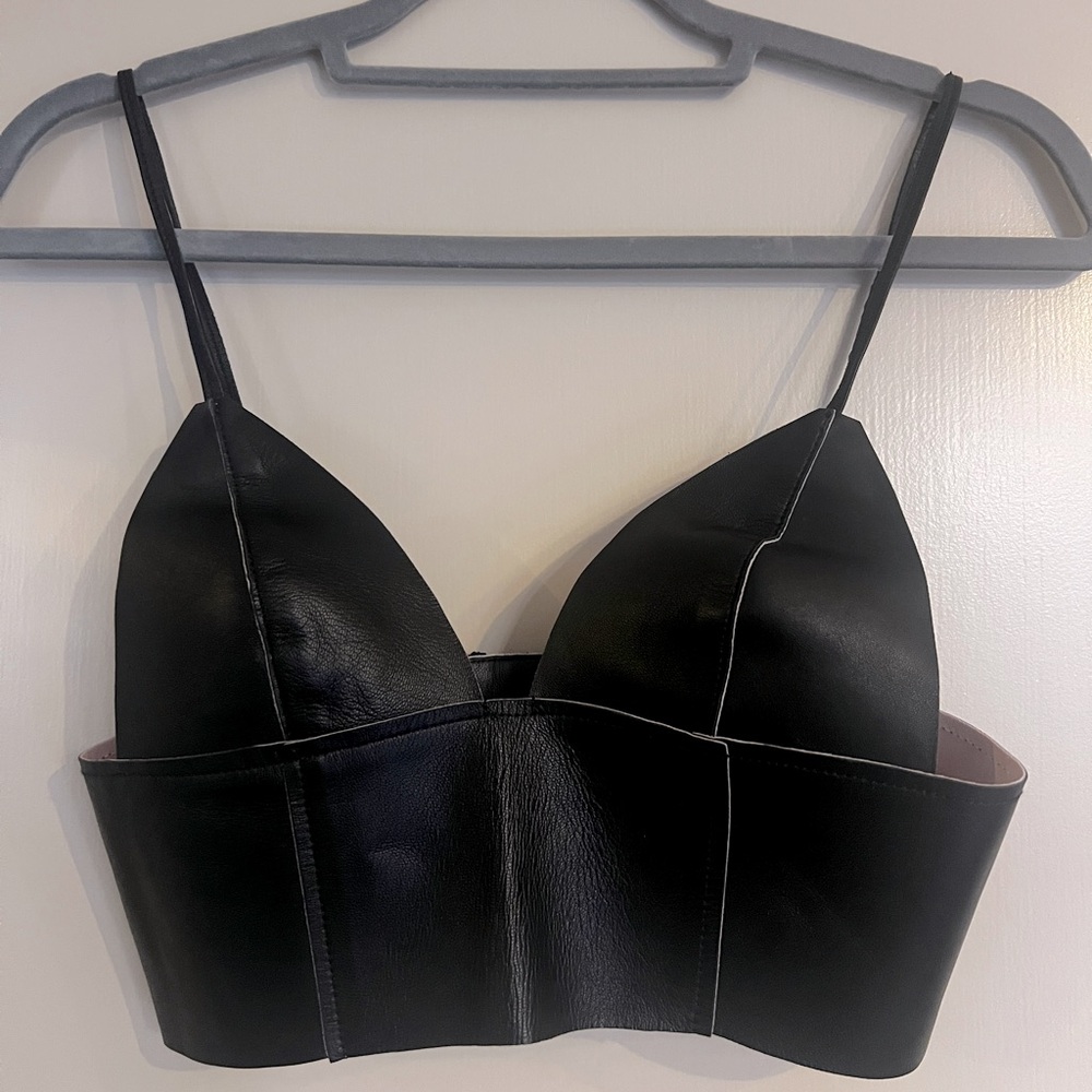 Alexander Wang lamb leather bralette black size 4
